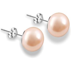 Pearl Stud Earrings for Women 10mm Pearl Stud Earring 18K White Gold Plated Sterling Silver Post Hypoallergenic White Pearl Earrings for Women