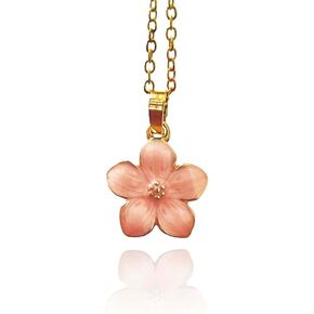 Gold Floral Necklace, Dainty Gold Necklaces Prom Cherry Blossom Choker Necklace 18" Flower Pink Necklaces for Women Beach Necklaces Elegant Dainty Jewelry as Bride Prom Jewelry Birthday Gift in Kuwait