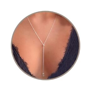 925 Sterling Silver Adjustable Lariat Necklace, Annika Bella Sliding Bead Drop Y Necklace for Women, Dainty Elegant Bridal Jewelry, Gift for Her