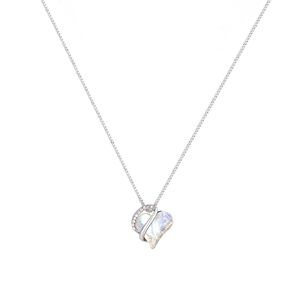 Diamond, Love Heart Pendant Necklace Birthstone Crystal Jewelry Gifts for Women, Silver-tone, 16"+2"