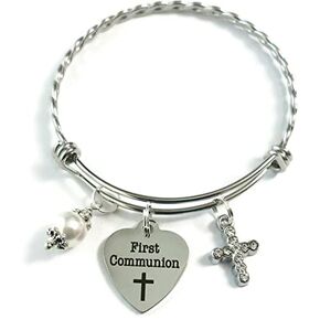 FIRST COMMUNION Bracelet, Girls First Communion Gift, Religious Cross Jewelry, 1st Communion Charm Bracelet, First Communion Gift for Goddaughter