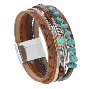 Turquoise Bracelet for Women, Leather Turquoise Bracelet, Boho Western Bracelet for Turquoise Jewelry Gift