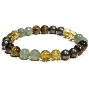 Money Wealth Success Bracelet - Pyrite Green Aventurine Tiger Eye Citrine Bracelet Set for Men Women Healing Calming Anxiety Stress Relief Gifts Pulseras Para Hombres Mujer Stocking Stuffers
