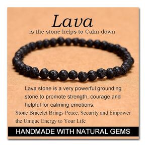Massive Beads Black Obsidian - Stone of Pleasure - Handmade Yoga Stretch Elastic Bracelet Natural Stone Crystal Healing Power Energy Gifts for Unisex Adult 4mm