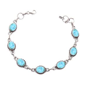 Turquoise Stone Bracelets Silver Overlay For Women Girl Gifts - Gemstone Adjustable Handmade Link Bracelets Christmas Gifts For Her