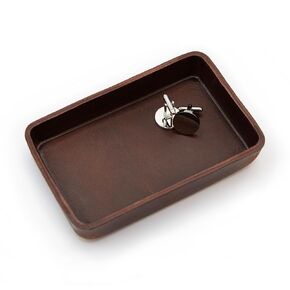Blank Hard Valet Tray (Brown Large) - Vegetable Tanned Hard Leather Catchall EDC Trinket Dish for Men Perfect 3rd Anniversary Wedding Birthday Gift for Husband Keys Coins Organizer Storage, 9"x6.5"