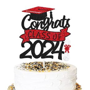 Congrats Class of 2024 Cake Topper Congrats Grad Cake Decoration for High School College University Graduation Celebration Party Decorations