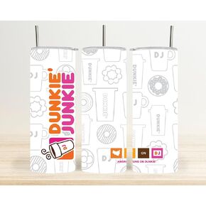 Dunkie Junkie White and Grey 20 oz Tumbler