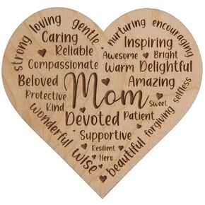 Livin Harmony Wooden Mom Magnet - Mother's Day Gifts from Daughter Son for Mom Birthday Valentine's Day Sentimental Gifts - Birthday Present for Mother