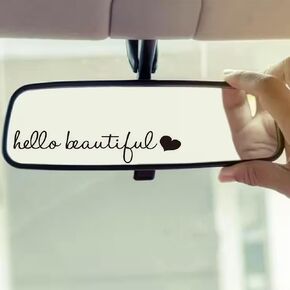 3x Hello Beautiful Rearview Mirror Decal,Vinyl Pink Car Decals For Women,Vanity Mirror Stickers,Girl Car Decal Gifts,Car Window Decal,Car Mirror Pink Sticker,Car Window Decal, Self Affirmations Decal