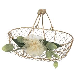 Champagne Gold Flower Girl Basket - Gold Wire Flower Girl Basket - Boho Flower Girl Gift - Eucalyptus & Gold Floral Wedding Basket by Ragga Wedding