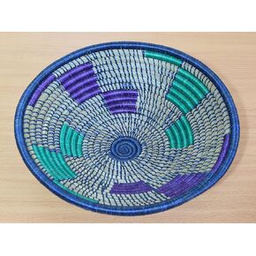 سلة أفريقية كبيرة منسوجة يدويًا - سلة من السيزال والعشب الحلو مقاس 12 بوصة - وعاء منسوج - مصنوعة يدويًا في رواندا، RB212 in Kuwait