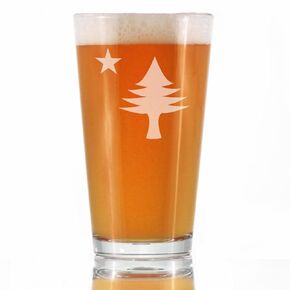 Old Maine Flag Pint Glass for Beer - Original 1901 State of Maine Flag Gifts for Women & Men Mainers - 16 Oz Pint Glasses