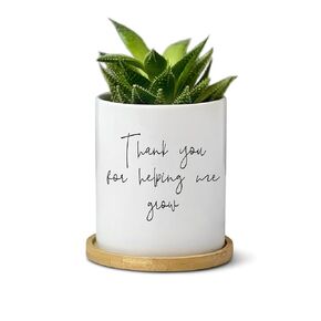 Teacher Appreciation Gift, Thank You for Helping Me Grow Planter, Present for Mentor, Coach, Mom, Grandma Flower Pot, Minimalist Decor