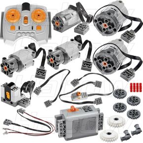 24Pcs Power-Function Technic-Parts Kit M/L/XL Motor IR Remote Control AA-Battery-Box-8881 IR Receiver Extension Wire Light Cord Control Switch Compatible with Lego-Motor-Kit.