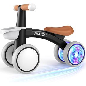 Umatoll Colorful Lighting Baby Balance Bike Toys for 1 Year Old Girl Gifts, Adjustable Seat Baby Walker, One Year Old Girl Birthday Gifts, 12-24 Months Toddler First Ride on Toys with Removable Basket