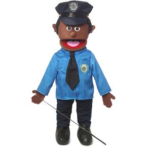 25" Policeman, Black Male, Full Body, Ventriloquist Style Puppet