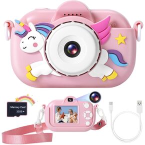 Kids Camera Toys for Girls Age 3-8, ZUODUN Kids Digital Camera Toddler Camera for 3 4 5 6 7 8 Years Old Birthday Gifts, 1080P Video Camera with Cute Protective Cover & 32GB SD Card