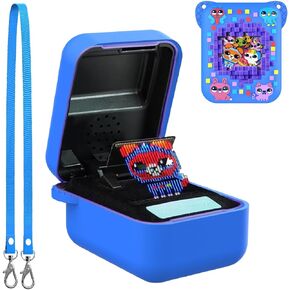 Silicone Cover Case for Bitzee Interactive Toy Digital Pet and Case, Protective Skin Sleeve with Lanyard for Bitzee Virtual Electronic Pets Accessories Kids Boys Girls (Blue)