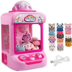TingingYuli Claw Machine for Kids,Unicorn Mini Vending Machines Candy Grabber Prize Dispenser Toys for Girls,Electronic Arcade Game with 20 Mini Plush Toys for Christmas Easter Birthday Gifts