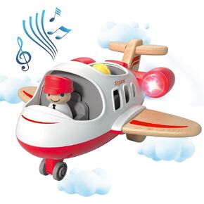 Airplane Toys for Toddlers 1-3, Toys Planes Toys with Sound and Light, Mini Airliner Toys for Introducing Aeronautical Knowledge, Car Toys for 18 Months, 2 3 4 5 Years Old Kids Boys Gift