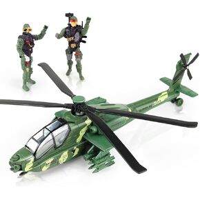 CORPER TOYS Army Helicopter Toy Diecast Military Attack Plane with Lights and Sounds Pullback Vehicles for Kids Boys Bonus with 2 Army Soldiers in Kuwait