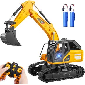 JOYIN ألعاب حفارة للتحكم عن بعد للأولاد، لعبة حفارة RC بتردد 2.4 جيجا هرتز مع ضوء، ألعاب بناء للأولاد 3-5 4-7 8-12 عامًا، هدية عيد ميلاد