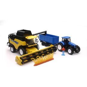 New Ray Holland Cr9090 Cargo Jig + New Hollan Trailer Tractor 1/32° 05765 Green