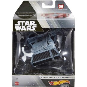 Hot Wheels Star Wars Starships Select Premium Diecast Darth Vader's TIE Advanced, Includes 1 Vehicle, 1 Display Stand