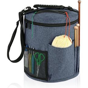 Crochet Bag Organizer,Large Capacity Knitting Bag,Yarn Organizer for Crochet Accessories and Supplies,Big Yarn Bag,Yarn Storage bag with Shoulder Strap-Only bag.(Blue)