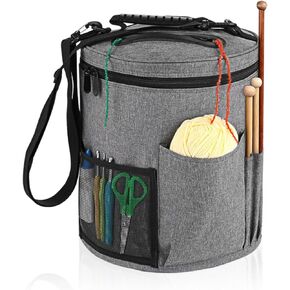 Crochet Bag Organizer,Large Capacity Knitting Bag,Yarn Organizer for Crochet Accessories and Supplies,Big Yarn Bag,Yarn Storage bag with Shoulder Strap-Only bag.(Blue)