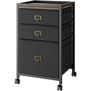 Drawer File Cabinet, Printer Holder Suitable for A4 or Letter Size, Home Office File Cabinet, Small Rolling File Cabinet, Elegant Black