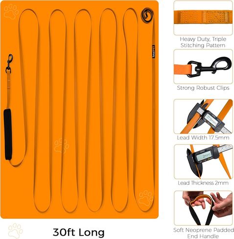 15ft Waterproof Long Leash for Dogs – Long Line Dog Training Lead - Weatherproof - Ideal for Recall and Teaching Distance Commands Dogs in Saudi Arabia