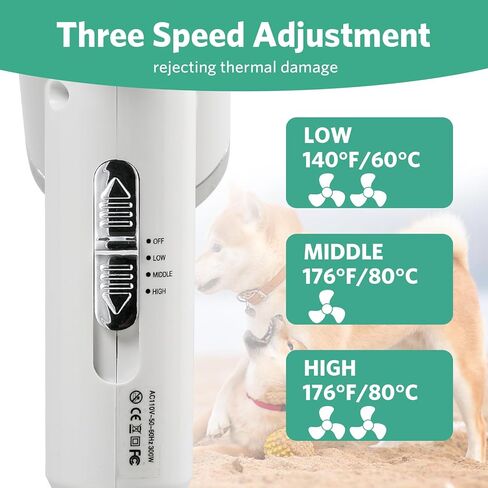 مجفف شعر الكلب المحمول، هادئ 2 في 1، مجفف شعر للحيوانات الأليفة مع فرشاة ناعمة، منفاخ مجفف شعر للأيونات السالبة لتجفيف وتهذيب الكلاب والقطط الصغيرة والمتوسطة in Kuwait