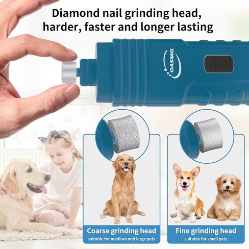 Dog Nail Grinder Professional Pets, 3-Speed Electric Quiet Dog Nail Grinder, Rechargeable Dog Nail Trimmers - with 2 LED Lights/2 Grinder Wheels, for Small, Medium, Large Dogs (White) in Saudi Arabia