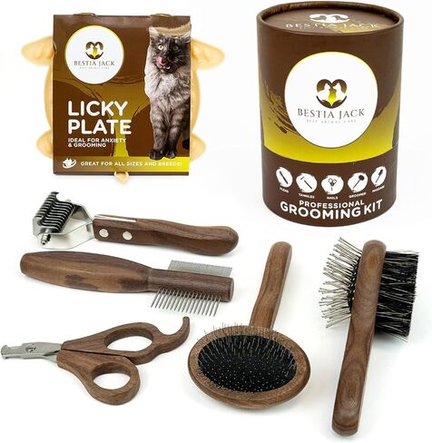 Dog Brush Kit (6 Pieces) - Dog Brush for Shedding, Undercoat Rake for Dogs, Dog Brush Shedding Short Haired Dogs, Dematting Rake Set, Dog Nail Clippers for Small Dogs, Lick Mat for Dogs, Cat Grooming in Saudi Arabia