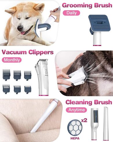 Dog Grooming Kit & Vacuum, Professional Pet Grooming Vacuum with Shedding Brush, Dog Clippers, Dog Dryer and Cleaner, 1.5L Dust Cup Pet Grooming Kit for Dogs, Cats, Quiet, 2 Filters in Saudi Arabia