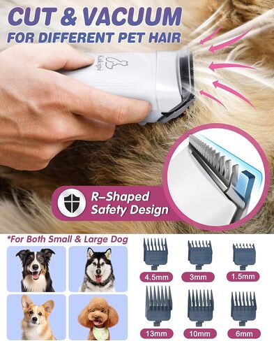Dog Grooming Kit & Vacuum, Professional Pet Grooming Vacuum with Shedding Brush, Dog Clippers, Dog Dryer and Cleaner, 1.5L Dust Cup Pet Grooming Kit for Dogs, Cats, Quiet, 2 Filters in Saudi Arabia
