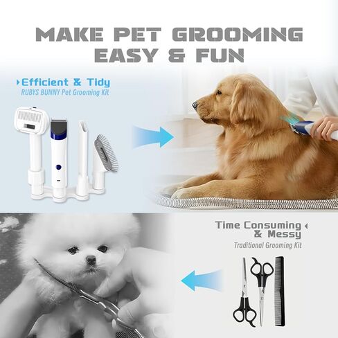 مجموعة أدوات العناية بالكلاب، مكنسة كهربائية للعناية بالكلاب، مقصات للعناية بالكلاب، مع 6 أدوات للعناية بالكلاب والقطط والحيوانات الأخرى، كوب غبار بسعة 2.5 لتر و3 أوضاع للشفط in Kuwait