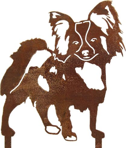 Corten Steel Papillon Dog Silhouette Yard Stake (Small) in Saudi Arabia