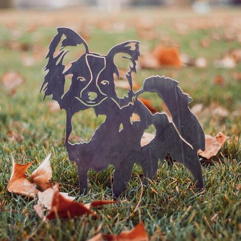 Corten Steel Papillon Dog Silhouette Yard Stake (Small) in Saudi Arabia