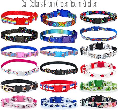Rainbow Cat Collar - Colorful Ribbon Stripe - 3/8 Inch Wide - 2 Sizes Adjusts 6 to 8.5 or 7.5 to 12 Inches - Breakaway Safety Buckle (Cat - 7.5 to 12 Inches) in Saudi Arabia