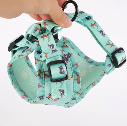 Medium No Pull Dog Harness soft Padded Puppy custom print neoprene in Mint Green breathable adjustable Chest Harness vest for Small Dogs Cats Puppies (M (Neck 12"-14",Chest 17"-22"), MINT in Saudi Arabia