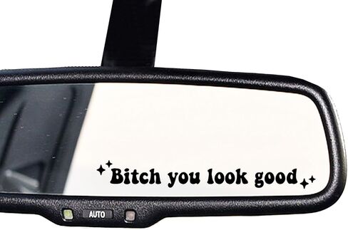 2 x You Look Good, Rear View Mirror Decal, Sister Gift, Mirror Decal, Self Love Decal, Affirmation Decal, Cute Trendy Decal, Car Decal, New Car Gift (White) in Saudi Arabia
