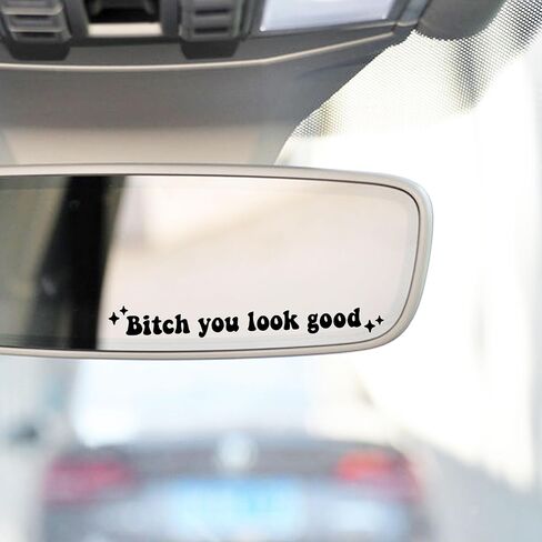 2 x You Look Good, Rear View Mirror Decal, Sister Gift, Mirror Decal, Self Love Decal, Affirmation Decal, Cute Trendy Decal, Car Decal, New Car Gift (White) in Saudi Arabia