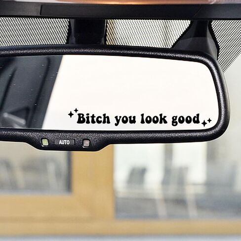 2 x You Look Good, Rear View Mirror Decal, Sister Gift, Mirror Decal, Self Love Decal, Affirmation Decal, Cute Trendy Decal, Car Decal, New Car Gift (White) in Saudi Arabia