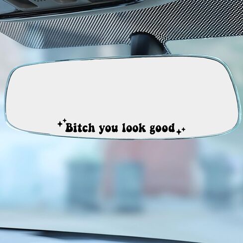 2 x You Look Good, Rear View Mirror Decal, Sister Gift, Mirror Decal, Self Love Decal, Affirmation Decal, Cute Trendy Decal, Car Decal, New Car Gift (White) in Saudi Arabia