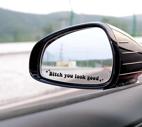 2 x You Look Good, Rear View Mirror Decal, Sister Gift, Mirror Decal, Self Love Decal, Affirmation Decal, Cute Trendy Decal, Car Decal, New Car Gift (White) in Saudi Arabia