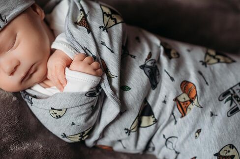 Baby boy Swaddle Blanket and Hat Set Newborn Wrap Baby Receiving Blanket forest animals design, woodland in Saudi Arabia