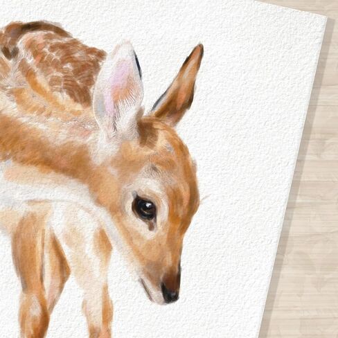 Baby Fawn Art Prints, Set Of 2, Boho Nursery Room Wall Decor, Adorable Woodland Deer Animal, Cute Girl Bedroom, UNFRAMED, Signed by Artist (8x10 Inches) in Kuwait